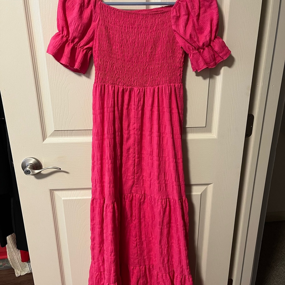 SHEIN Pink Smocked Maxi Dress